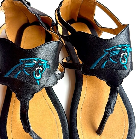 Black Thong Sandals with Carolina Panthers Logo size 9 - Picture 2 of 7